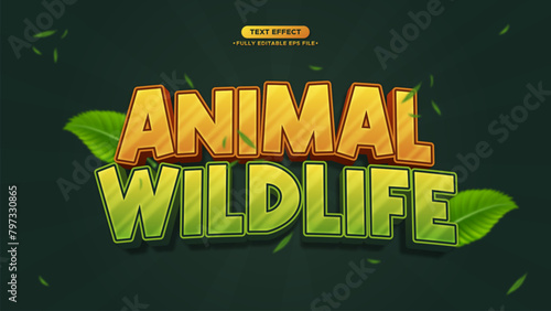 Animal Wildlife 3D Vector Text Effect with Fully editable font and text