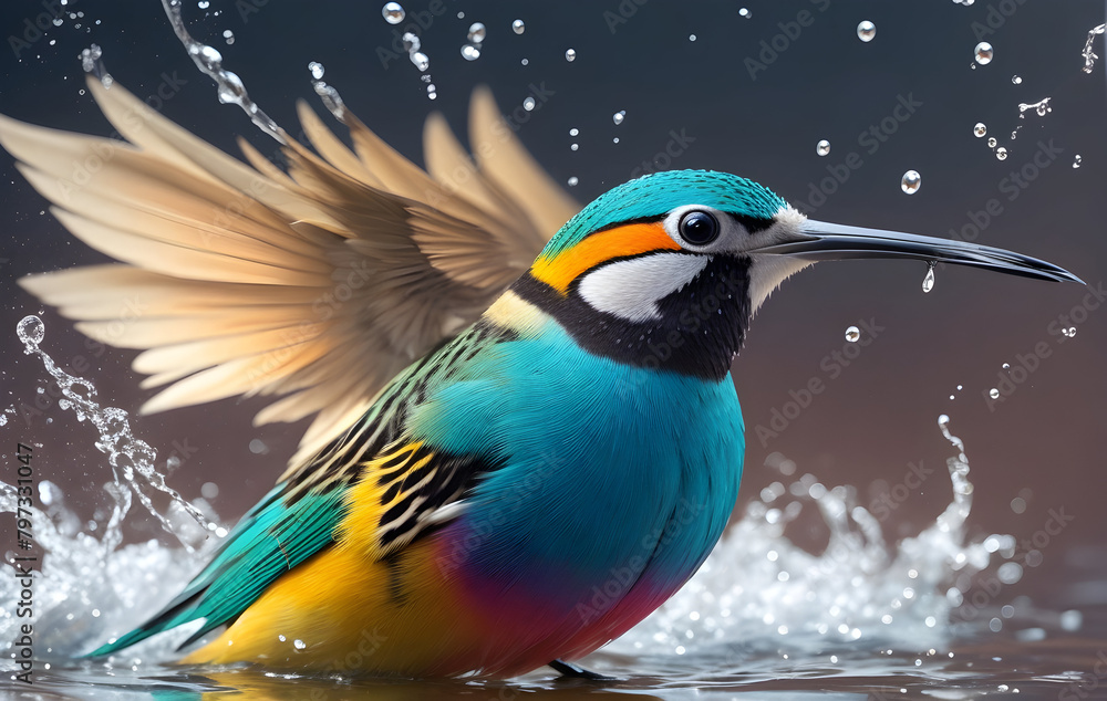 Naklejka premium A colorful bird with beautiful natural place