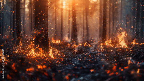 A forest fire is burning in the woods. Generative AI