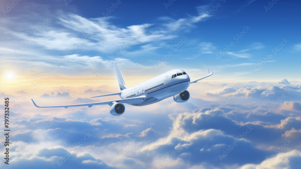 Aircraft soaring above the cloud-draped earth Aircraft soaring above the cloud-draped earth