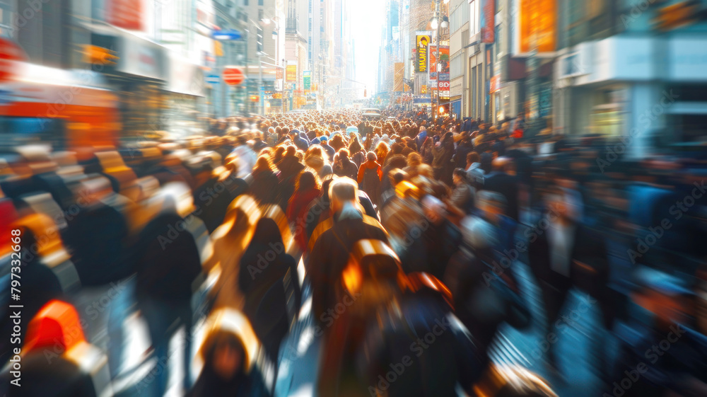 Blurred and Unrecognizable Crowd in a Busy Urban Street Scene, Capturing the Hustle and Bustle of City night Life Blurred and Unrecognizable Crowd in a Busy Urban Street Scene, Capturing the Hustle and Bustle of City night Life