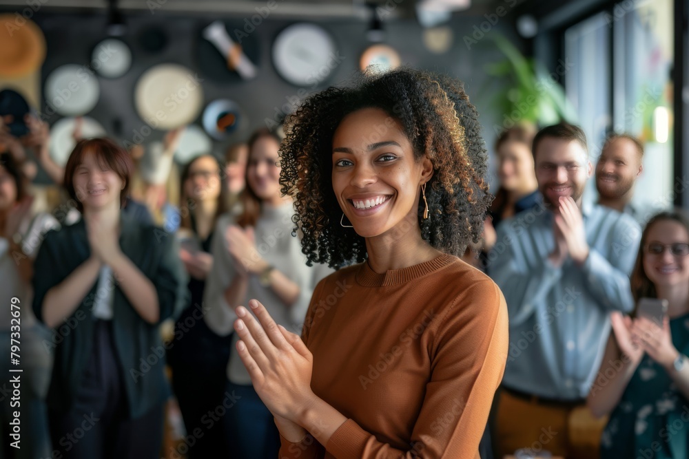 group of professionals giving a standing ovation group of professionals giving a standing ovation