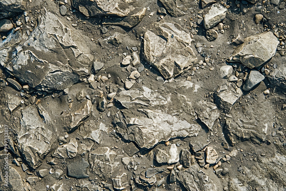 Naklejka premium Texture pattern of natural stone formations, showcasing the rugged textures and weathered surfaces of rocky landscapes.