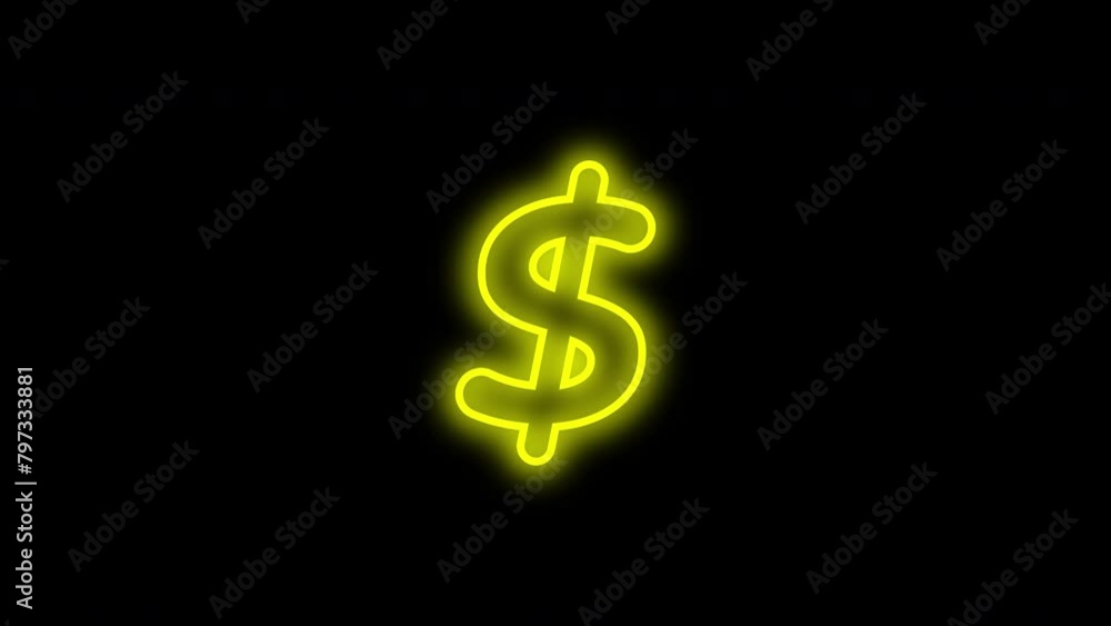 yellow neon line dollar symbol blink animation yellow neon line dollar symbol blink animation