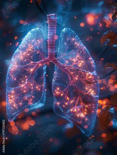 Human organs, lung abstract biological illustrations