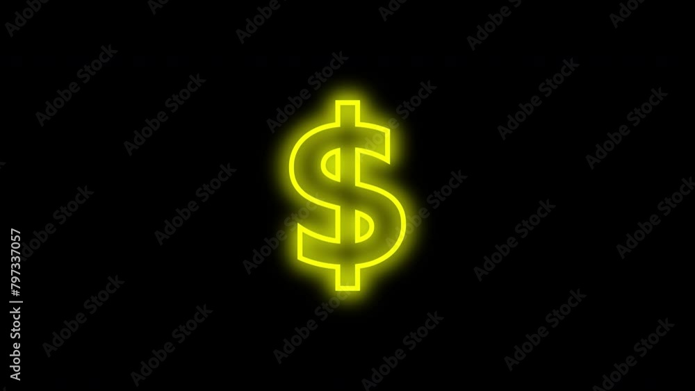 yellow neon line dollar symbol blink animation yellow neon line dollar symbol blink animation