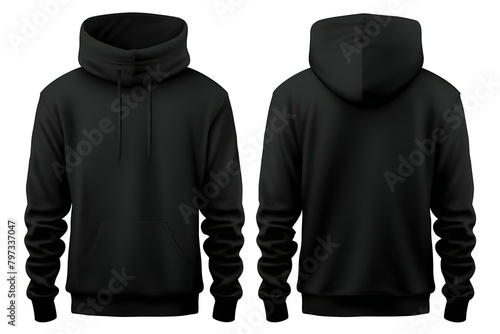 Black  hoodie template. Long Sleeve Cropped Hoodie, Hooded Sweatshirt for Designer Print Layout ,   generated by AI, 3D illustration,