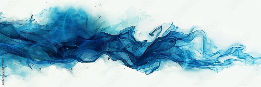 Blue water waves on a white background - obrazy, fototapety, plakaty 