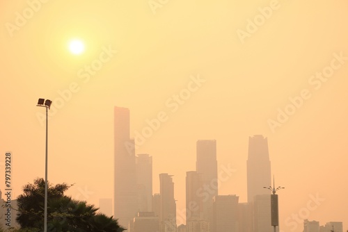 Morning View of the Futuristic Skyline of Nanning, China
