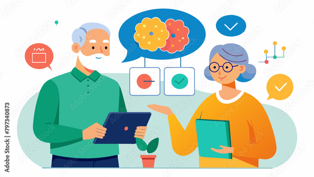 An older couple attending a cognitive maintenance workshop where they learn practical techniques such as mind mapping and visualization to keep their. An older couple attending a cognitive maintenance workshop where they learn practical techniques such as mind mapping and visualization to keep their.
