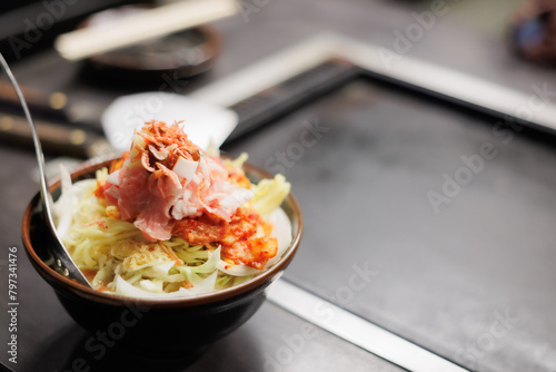 Okonomiyaki ingredients, Japanese traditional cuisine.
