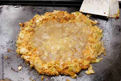 Monjyayaki, Japanese traditional teppanyaki. 