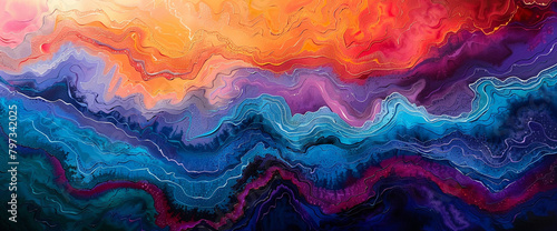 Cascading waves of vibrant hues ripple and pulse, evoking a sense of wonder and awe with their fluid movement. photo