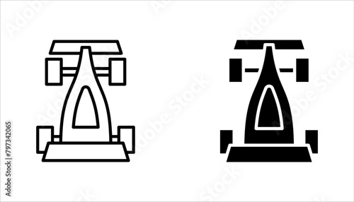 Racing car vector icon set, bolid F1 symbol. Modern, vector illustration on white background