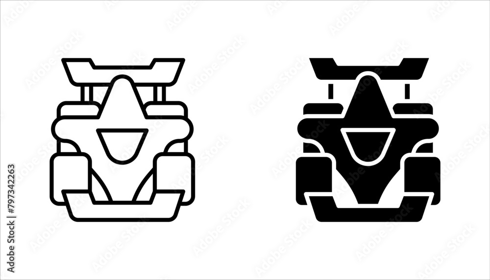 Obraz premium Racing car vector icon set, bolid F1 symbol. Modern, vector illustration on white background