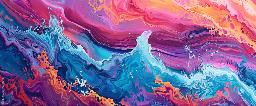 Cascading waves of vibrant hues ripple and pulse, evoking a sense of wonder and awe with their fluid movement.