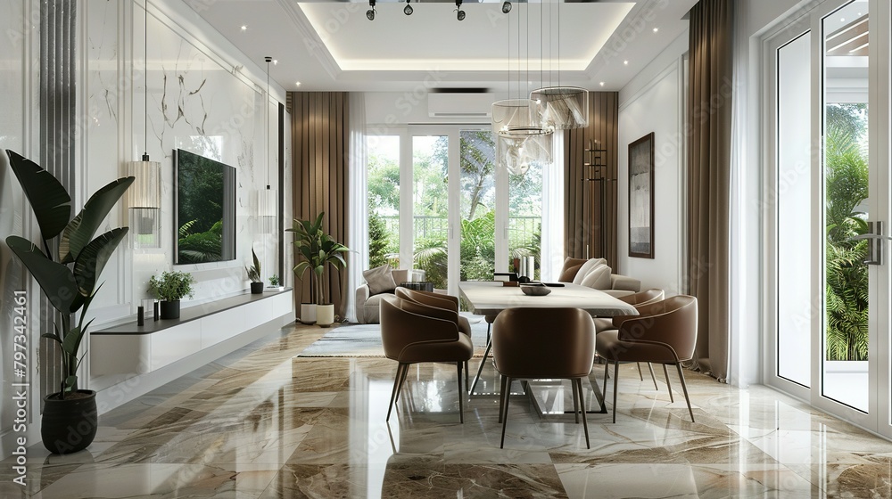 Contemporary Comfort: White and Brown Interiors for Living and Dining Contemporary Comfort: White and Brown Interiors for Living and Dining