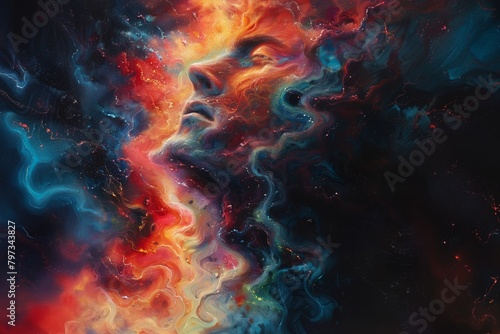 Cosmic dreams - abstract artistic rendering of human thoughts #797343827