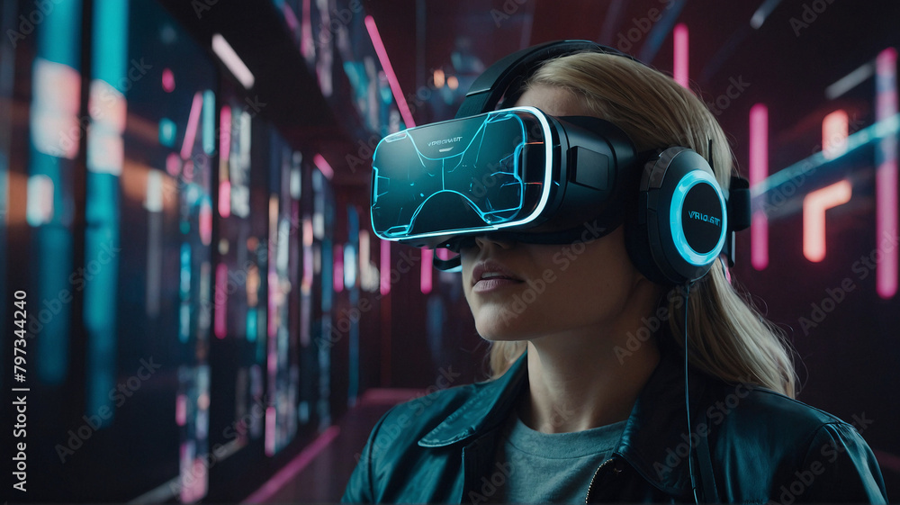 A conceptual illustration of the transformative potential of VR and AR technologies. Generated AI. A conceptual illustration of the transformative potential of VR and AR technologies. Generated AI.