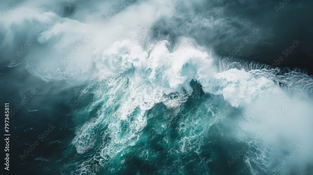 Aerial photography of a stormy atmospheric coastline