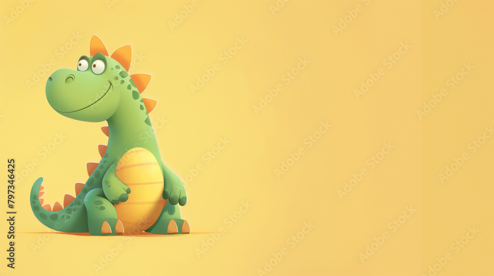 Dinosaur Day, cute Dinosaur on minimal solid colour background with copy space Dinosaur Day, cute Dinosaur on minimal solid colour background with copy space