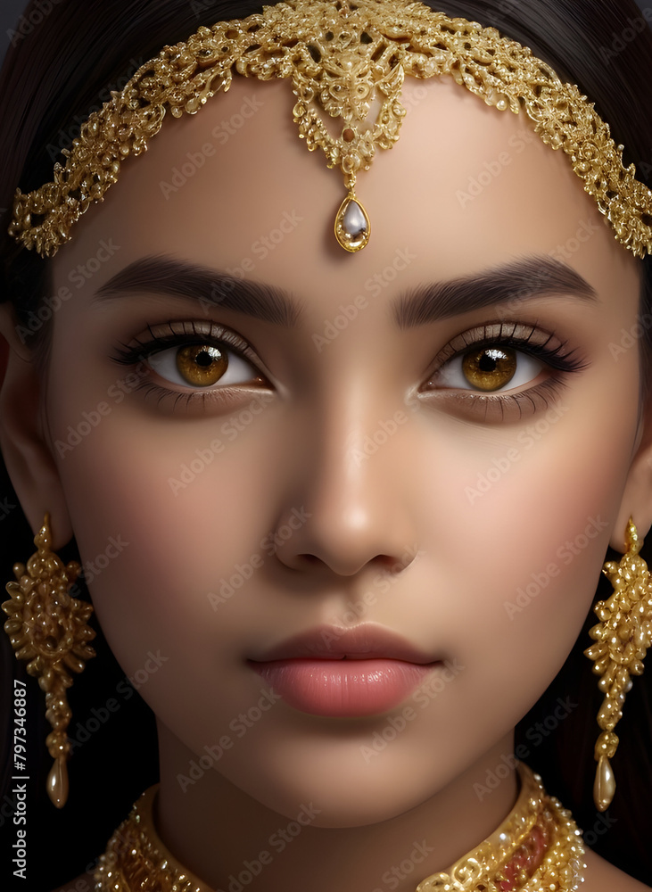 A beautiful young girl with glorious ornaments A beautiful young girl with glorious ornaments