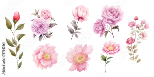 Water color flowers are suitable for wedding invitation elements © asdir