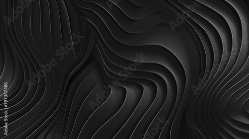 Abstract of black space, twisted shape, architecture details, Perspective of future building design. 3D rendering.