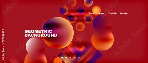 An electric blue geometric background featuring circles and triangles on a red background, inspired by astronomical objects in space