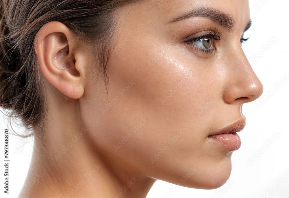 Profile of a Woman's Face on White Background