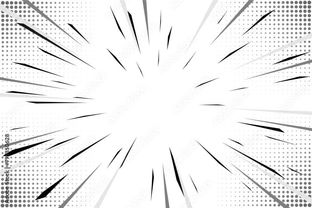 Obraz premium BLACK AND WHITE COMIC ZOOM BACKGROUND VECTOR FREE