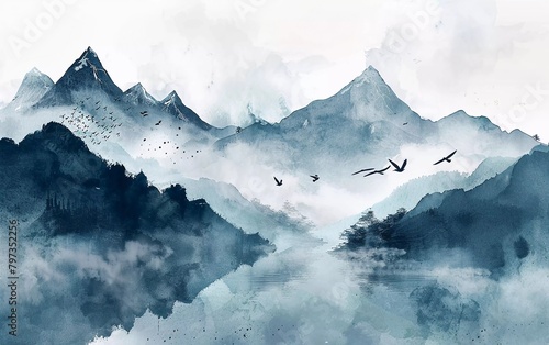 Landscape with misty mountains © Harjo