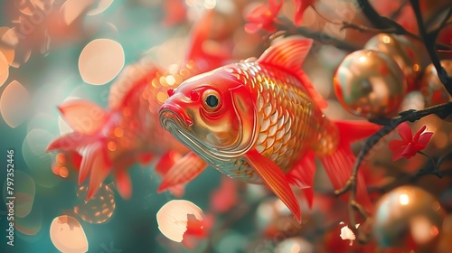 The words fish and abundance are pronounced the same in Chinese. Fish are a symbol of wealth in Chinese culture. Fish also symbolize harmony, reproduction, and marital happiness.