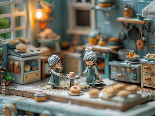 A Heartwarming Miniature Kitchen: Where Love and Pastries Bloom
