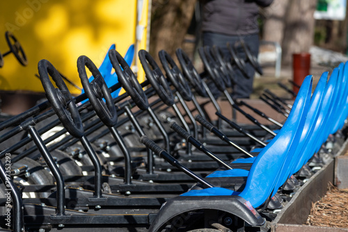  row after row of bicycle carts