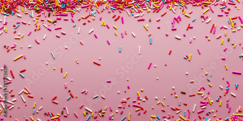 National Candy Day, sweet, colorful sprinkles spread on pink background