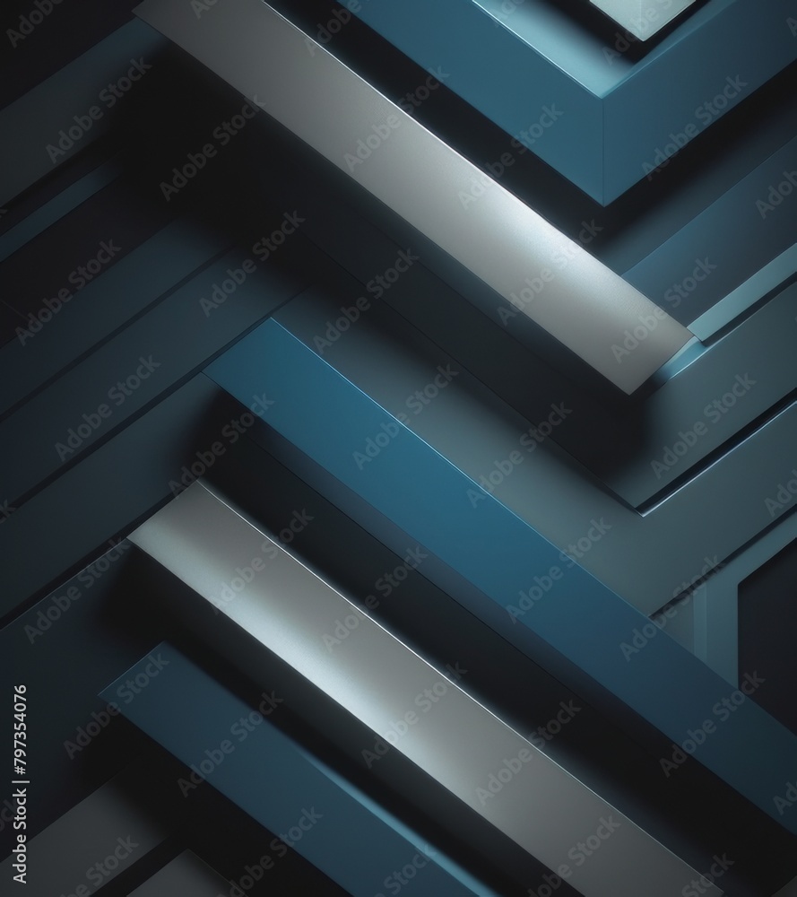 Fototapeta premium A sleek and modern background with geometric patterns in shades of blue, grey, black, and silver.