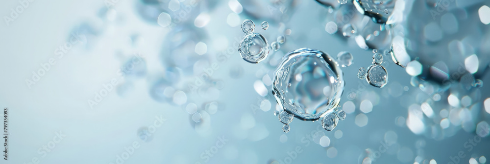 water drops and bubbles,,Collagen Skin Serum and Vitamin , bubbles in water, for beauty skin care cosmetics, spa products,abstract oil bubbles or face serum background. Oil and water bubbles .