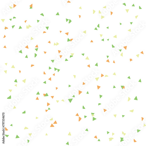 Festive pattern with colorful glitter triangles, confetti. Random, chaotic triangles. Bright background for party invites, wedding, cards, phone Wallpapers. Vector illustration. Typographic design.