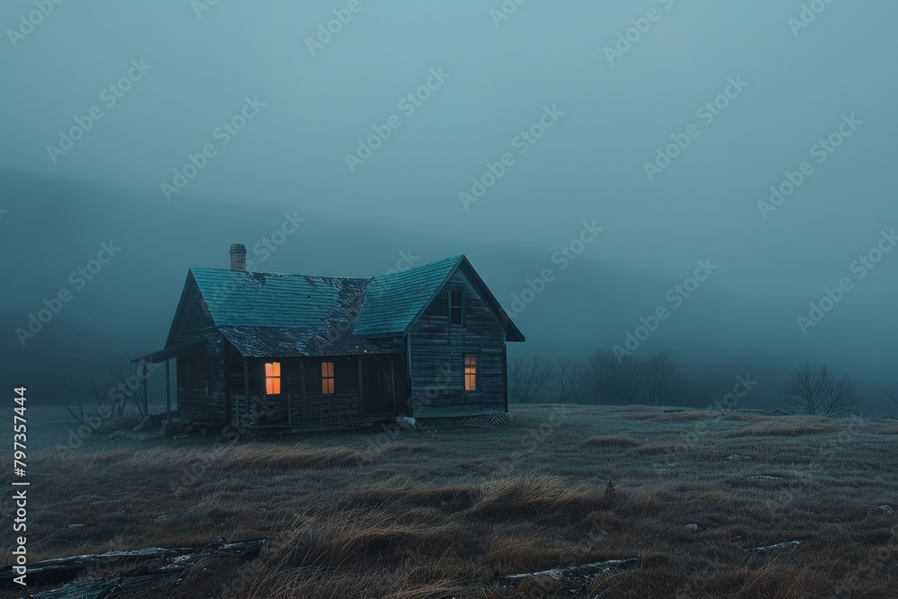 A solitary house in the wilderness in Texas. A very atmospheric image of the American wilderness. A solitary house in the wilderness in Texas. A very atmospheric image of the American wilderness.