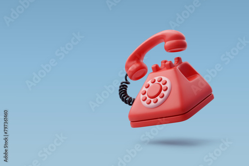 3d Vector Phone with tube, Hotel reception and room service banner, Hotel booking concept.