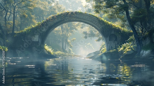 A bridge over a river with trees in the background