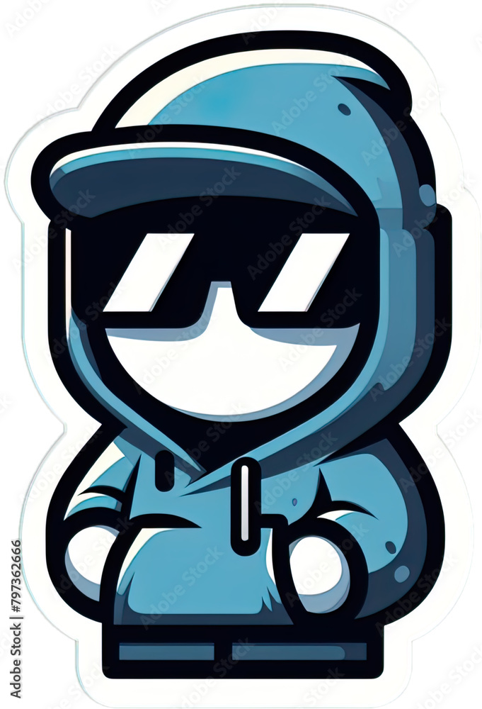 Eine minimalistische coole Vektor-Comicfigur als Sticker Eine minimalistische coole Vektor-Comicfigur als Sticker