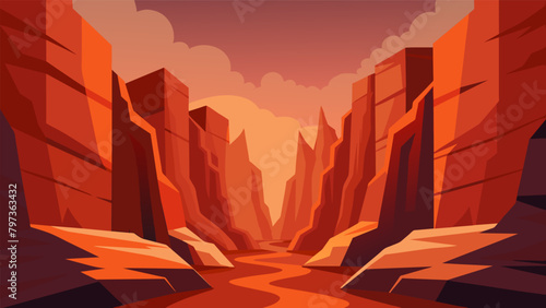 The deep canyon walls seem to store and amplify our words creating a neverending dialogue that lingered in the air.. Vector illustration