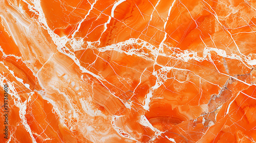 Bright orange marble texture with white and dark orange veins, creating a bold and vibrant look