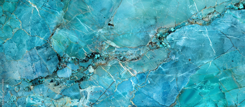 Bright turquoise marble texture with bold blue and green veins, designed to stand out as a vibrant and refreshing background