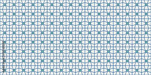 Tessellation tile pattern. Seamless beautiful contemporary pavement texture in vector. Blue, green and cream print and digital wallpaper resource. (ID: 797364297)