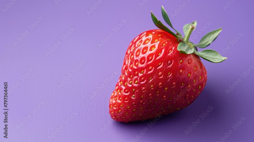 Juicy red strawberries on a purple background. Summer harvest, sweet snack. Juicy red strawberries on a purple background. Summer harvest, sweet snack.