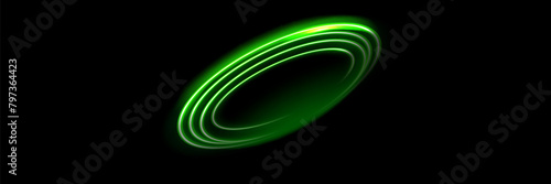 Green glowing shiny lines effect vector background. Luminous white lines of speed. Light glowing effect