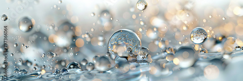 water drops and bubbles,,Collagen Skin Serum and Vitamin , bubbles in water, for beauty skin care cosmetics, spa products,abstract oil bubbles or face serum background. Oil and water bubbles .banner